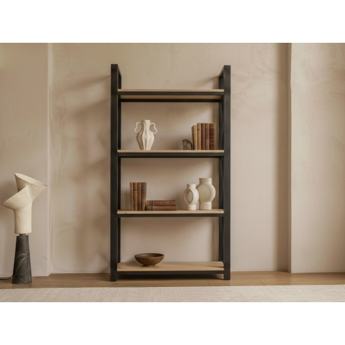 REGAŁ NA KSIĄŻKI METALOWY DREWNO LITE DĄB JESION OLCHA RNK-3